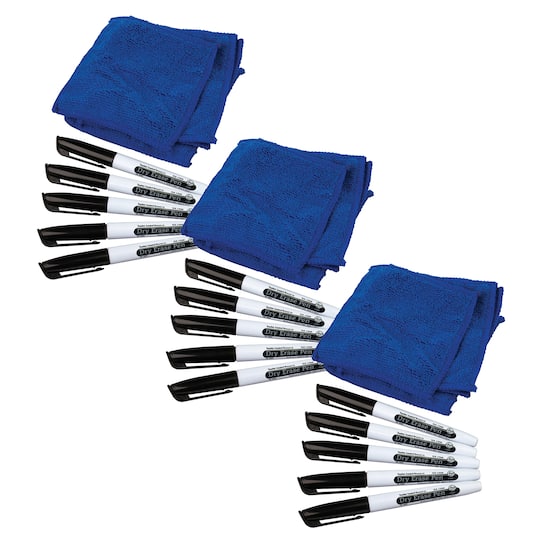 Teacher Created Resources® Dry Erase Pens & Microfiber Towels, 3 Packs of 30
